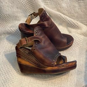 Bed Stu wedge distressed leather sandals